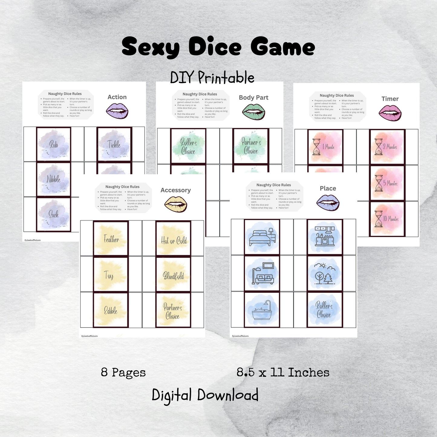 Printable Intimacy Dice for Couples - Spice Things Up