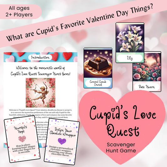 Cupid's Love Quest Scavenger Hunt: Valentine's Day Printable Mystery Card Game