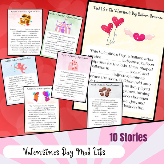 10 Love Filled Mad Libs for Kids, Valentine's Day Themed