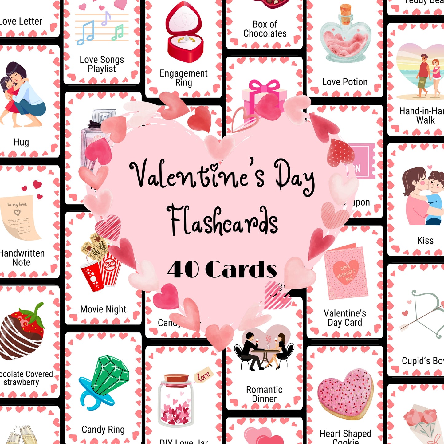 Valentine's Day Printable Flashcards for Language Learning