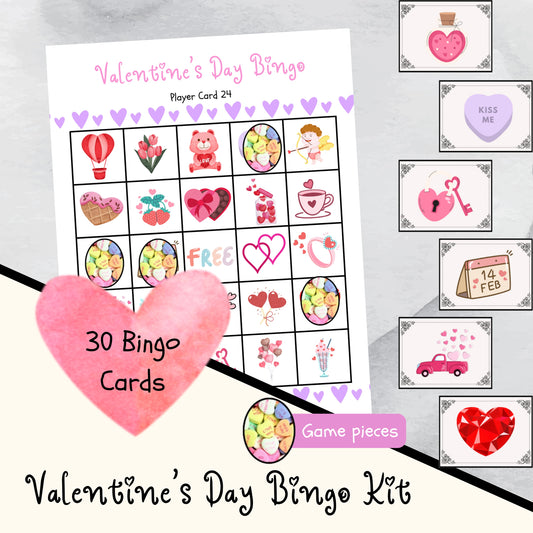 Best Valentine's Day Bingo Printable Game Kit, 30 Unique Love Themed Bingo Cards