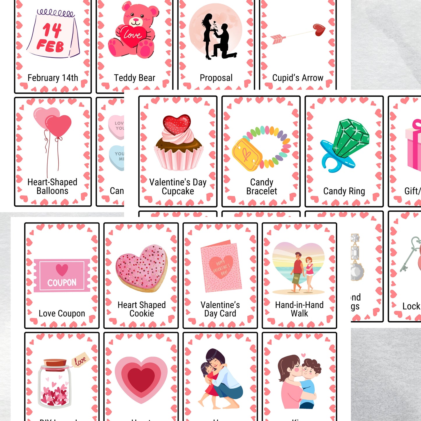 Valentine's Day Printable Flashcards for Language Learning